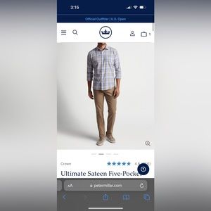 Peter Millar khaki Sateen Five Pocket pants